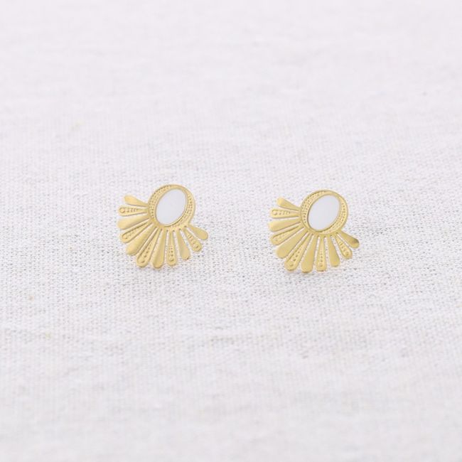 ENAMEL FAN STEEL EARRINGS