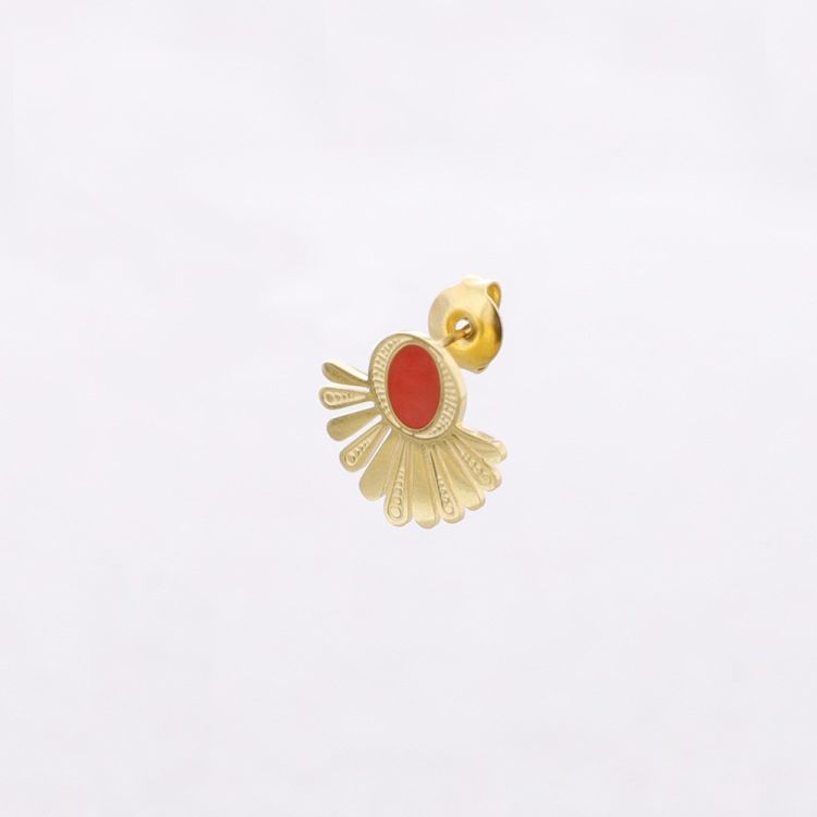 ENAMEL FAN STEEL EARRINGS