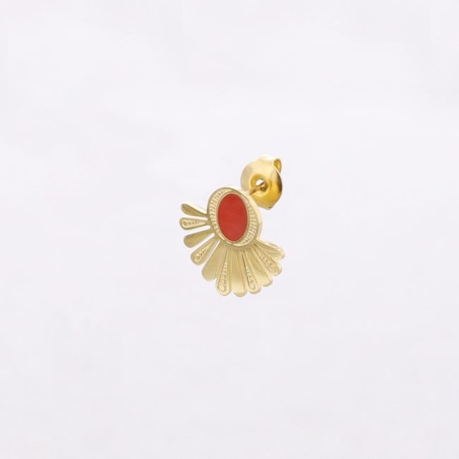 ENAMEL FAN STEEL EARRINGS