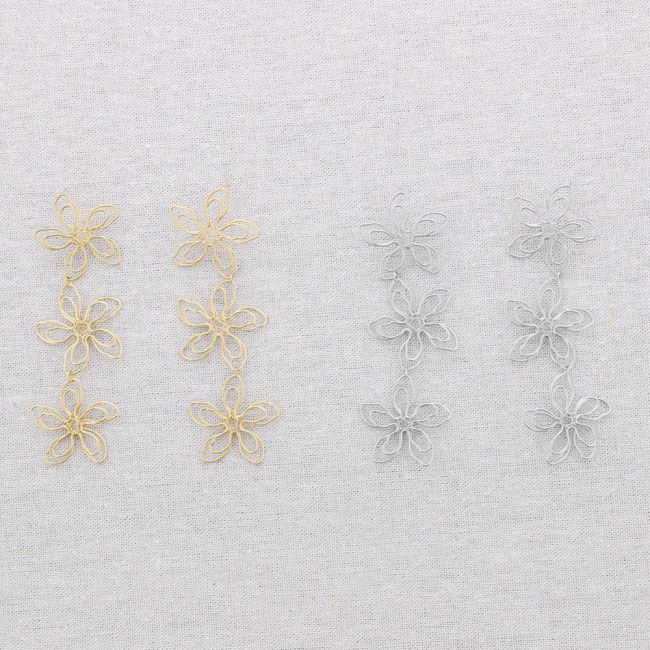 TRIPLE HOLLOW FLOWER STEEL EARRINGS