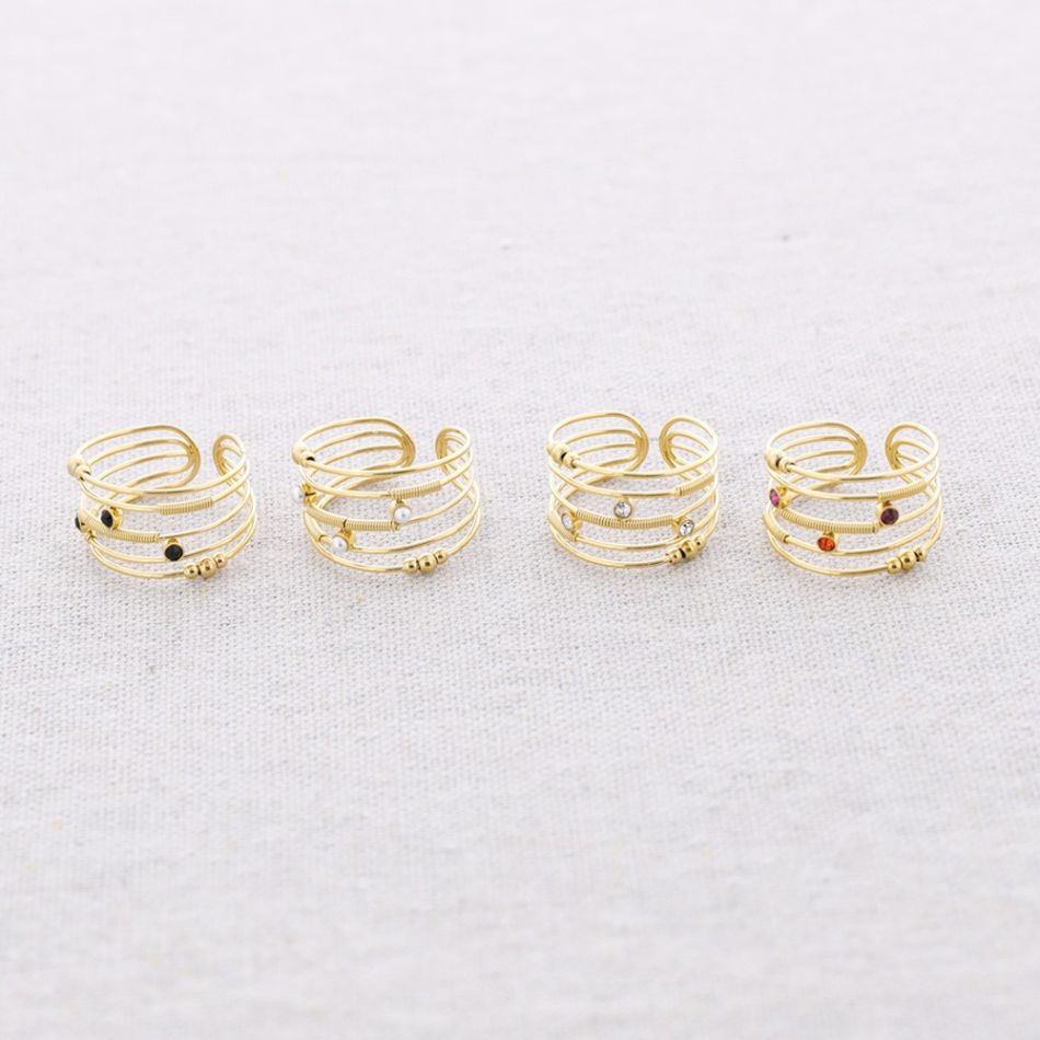 STEEL RING WITH VARIOUS BEAD STRIPS