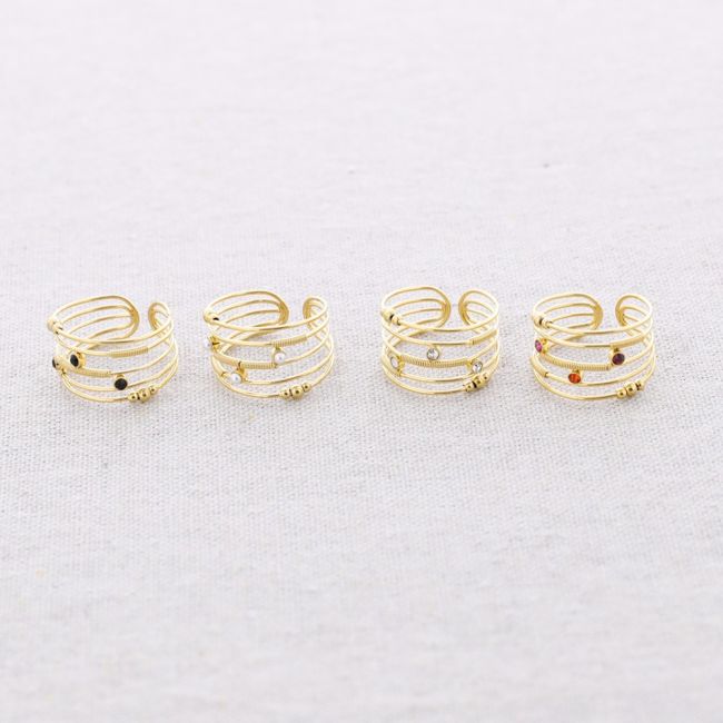 STEEL RING WITH VARIOUS BEAD STRIPS