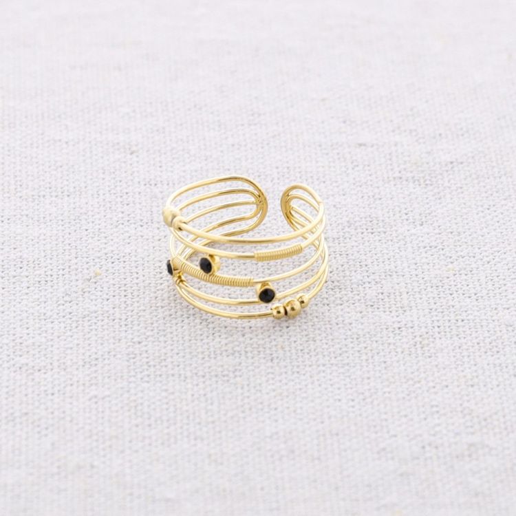 STEEL RING WITH VARIOUS BEAD STRIPS