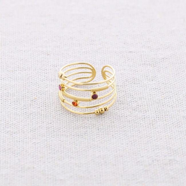STEEL RING WITH VARIOUS BEAD STRIPS