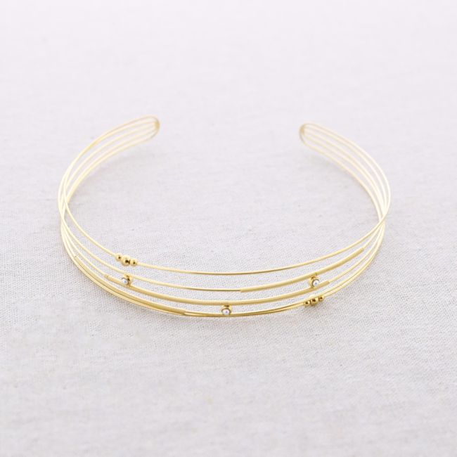 STEEL CHOKER WITH CRYSTAL STRIPS