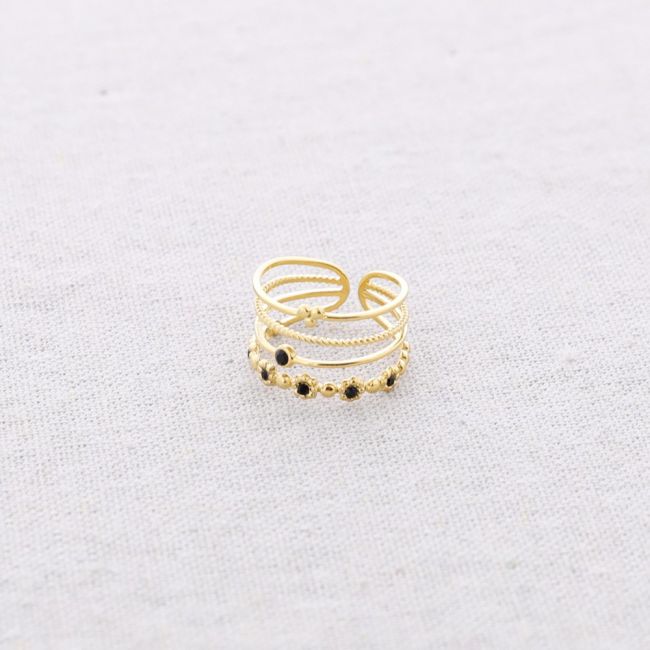 STEEL RING WITH VARIOUS BEAD STRIPS