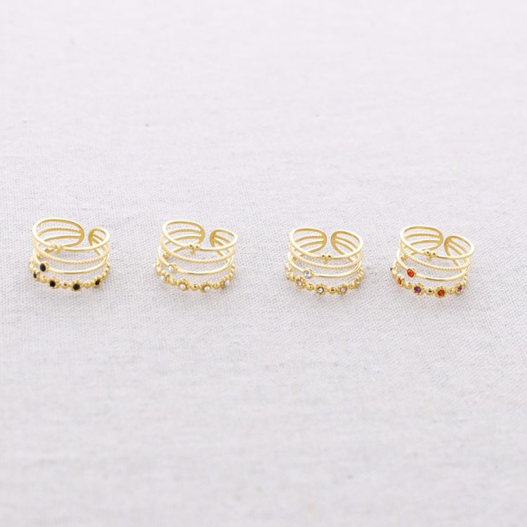 STEEL RING WITH VARIOUS BEAD STRIPS 2