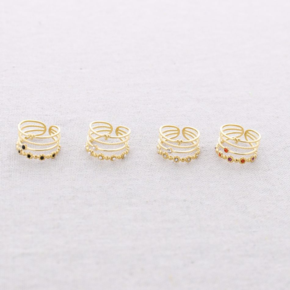 STEEL RING WITH VARIOUS BEAD STRIPS