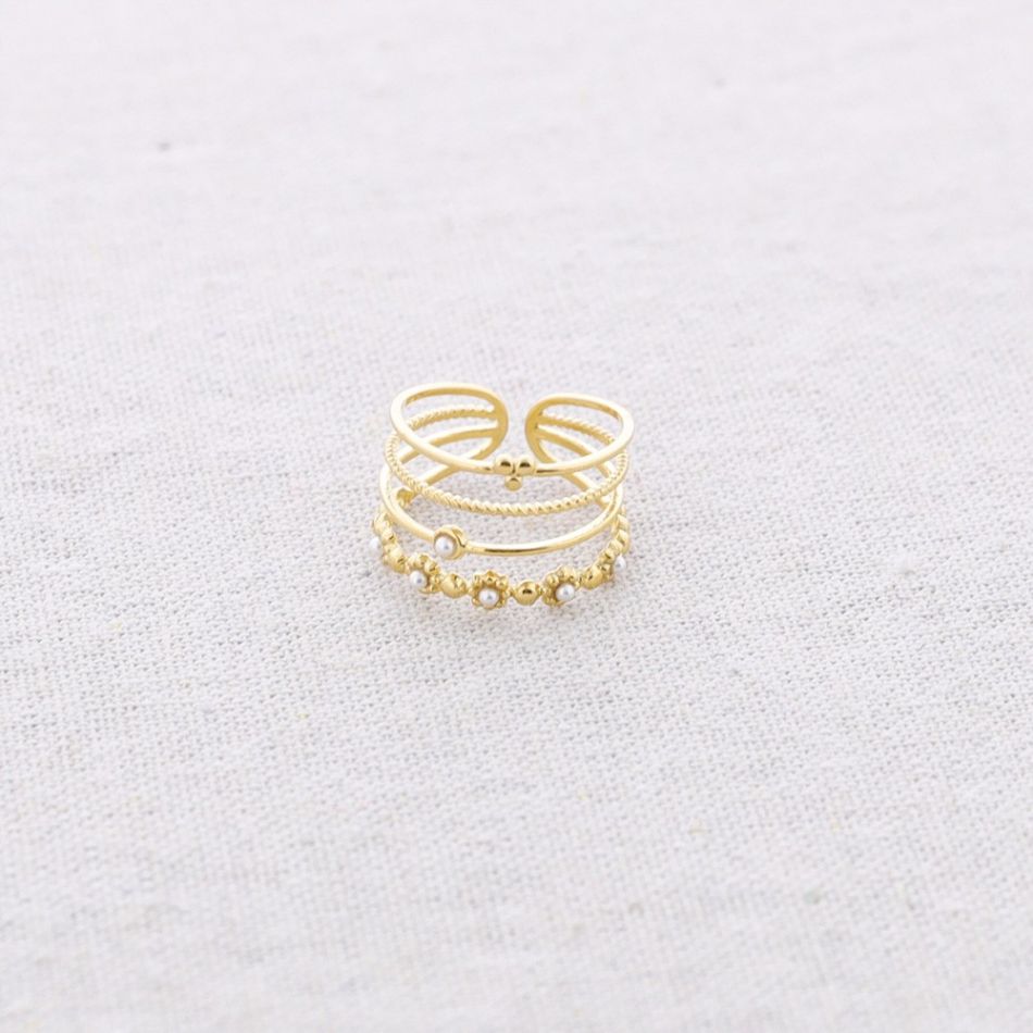 STEEL RING WITH VARIOUS BEAD STRIPS