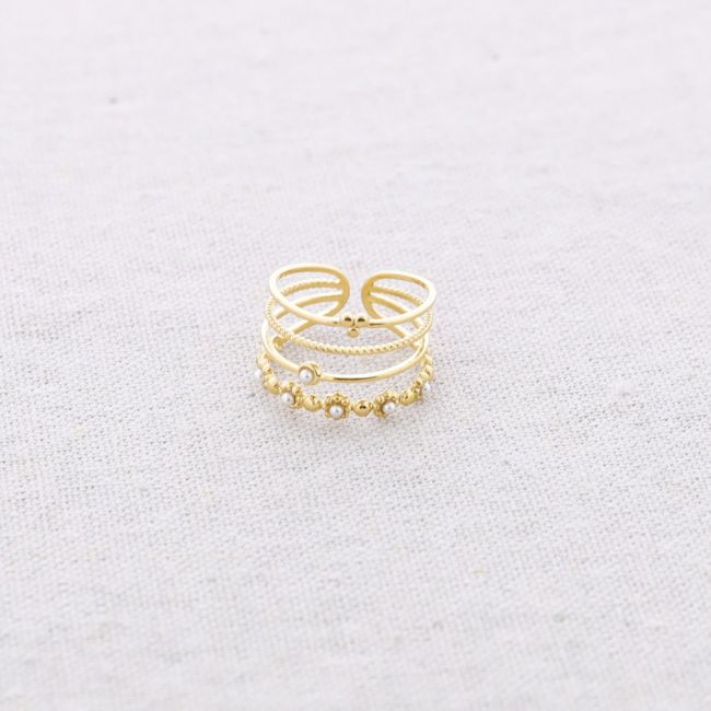 STEEL RING WITH VARIOUS BEAD STRIPS