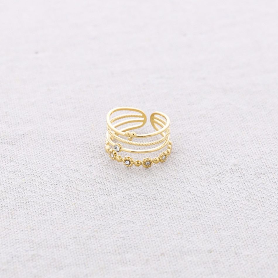 STEEL RING WITH VARIOUS BEAD STRIPS