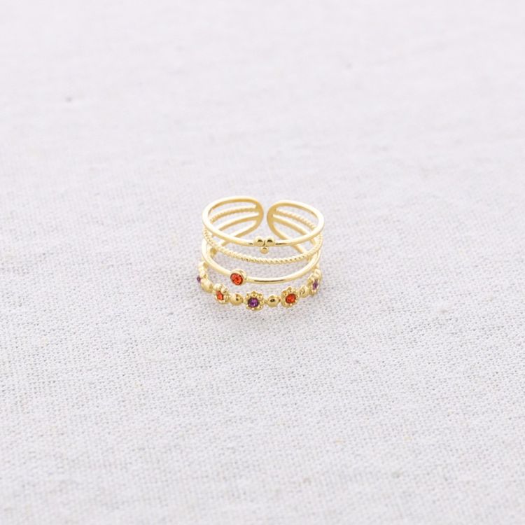 STEEL RING WITH VARIOUS BEAD STRIPS