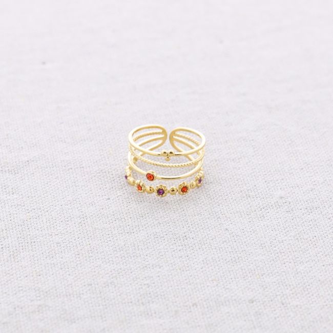 STEEL RING WITH VARIOUS BEAD STRIPS