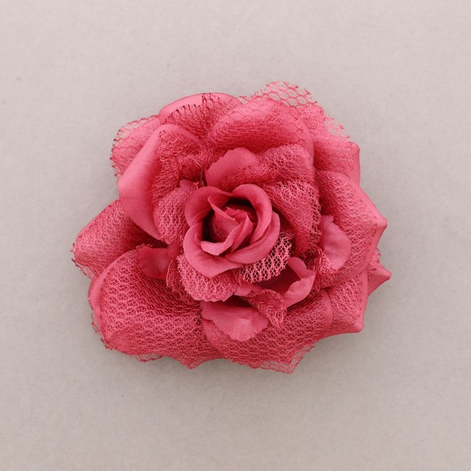 DOUBLE LAYER FABRIC FLOWER BROOCH 18CM