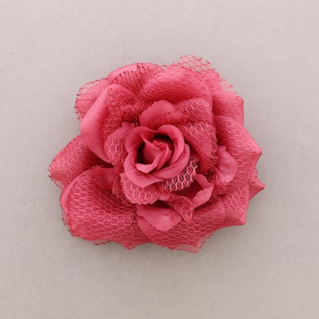 BROCHE FLOR TELA DOBLE CAPA 18CM