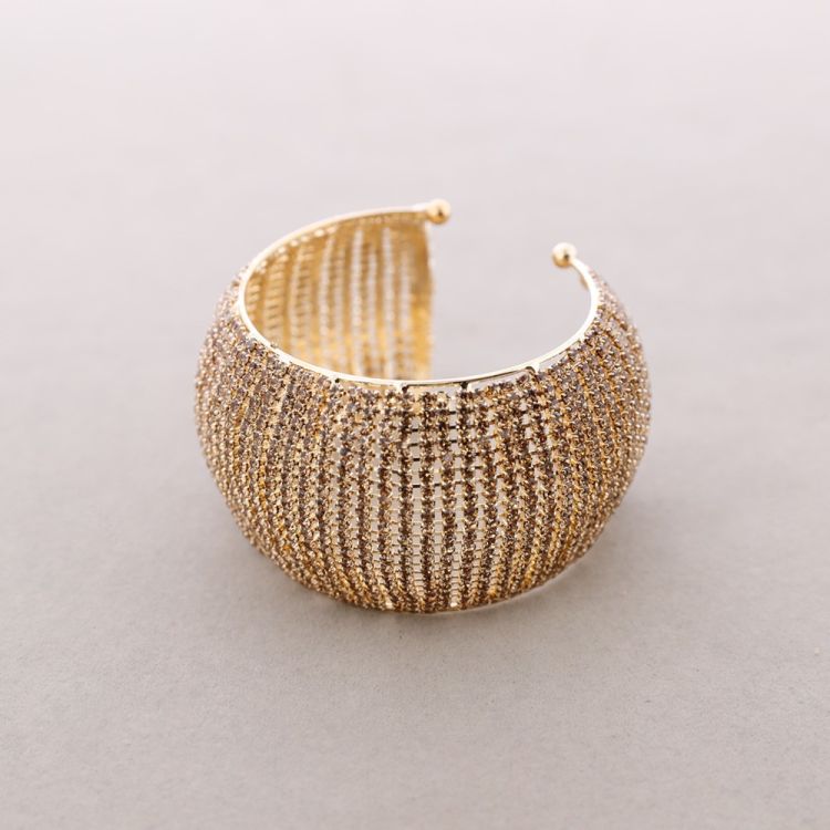 PULSERA ANCHA METAL CRISTALES