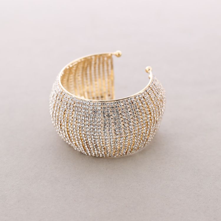 WIDE METAL BRACELET WITH CRYSTALS 2