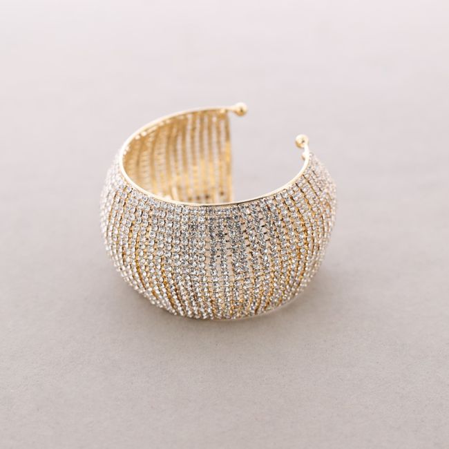 WIDE METAL BRACELET WITH CRYSTALS