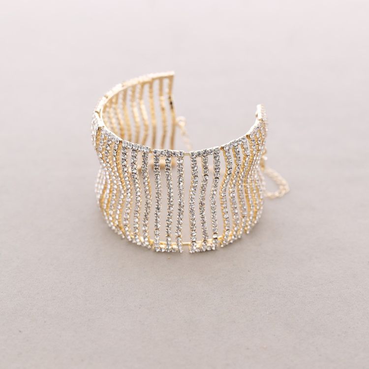 PULSERA ANCHA METAL CRISTALES 2