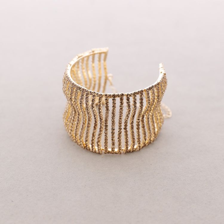PULSERA ANCHA METAL CRISTALES
