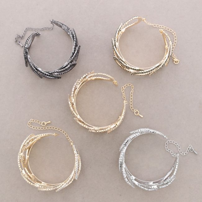 PULSERA ANCHA METAL CRISTALES