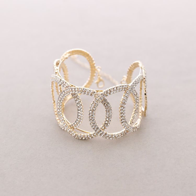 WIDE METAL BRACELET WITH CRYSTALS