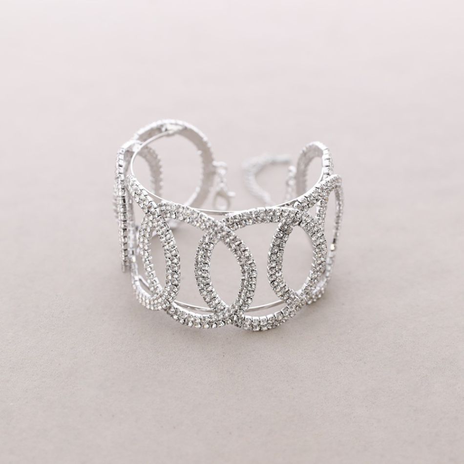 WIDE METAL BRACELET WITH CRYSTALS