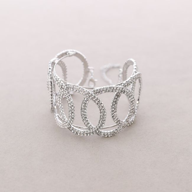PULSERA ANCHA METAL CRISTALES