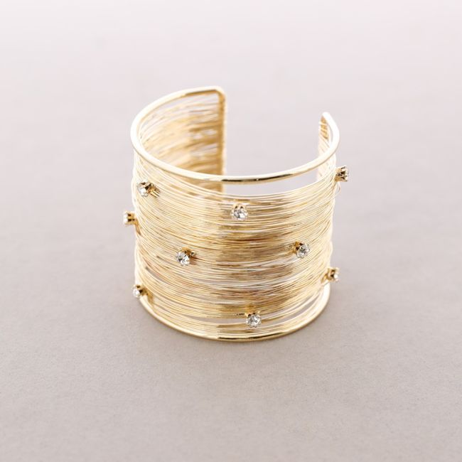 ADJUSTABLE METAL BRACELET WITH CRYSTALS