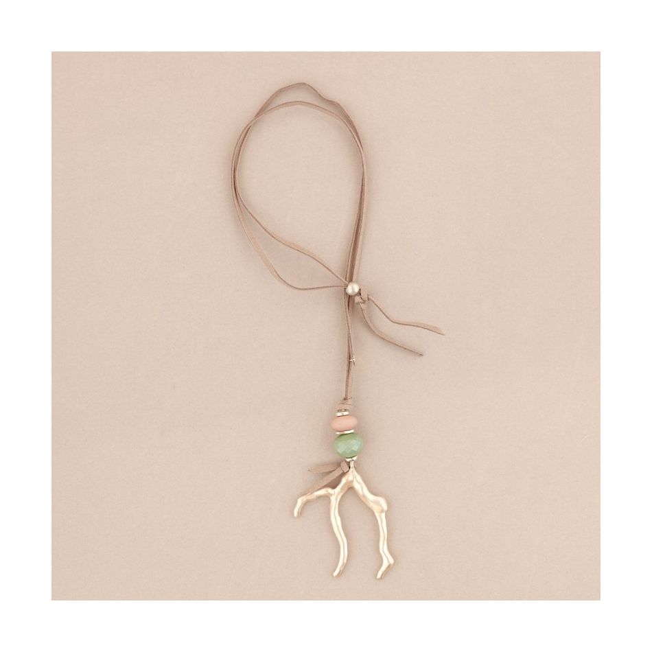COLLAR LARGO COLGANTE CORAL METAL