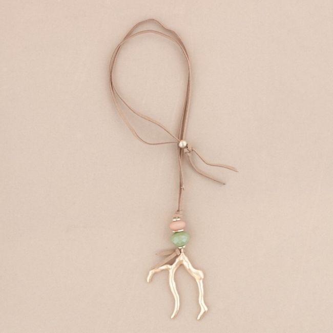 COLLAR LARGO COLGANTE CORAL METAL