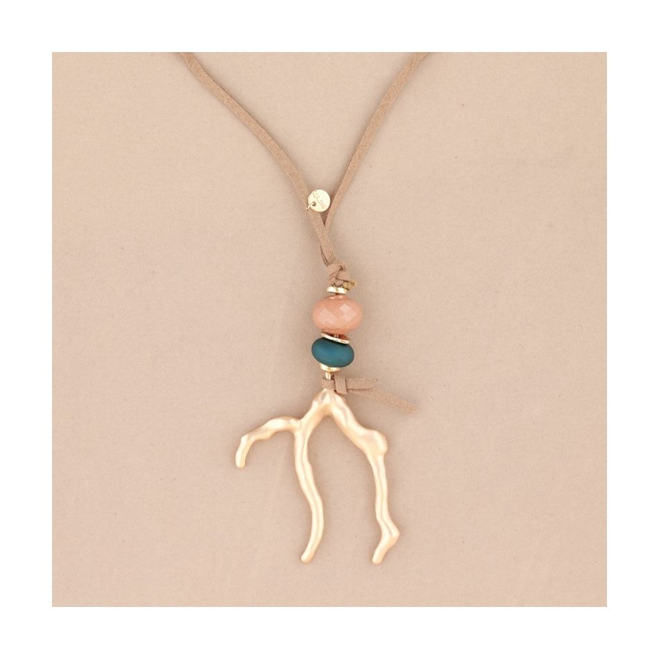 COLLAR LARGO COLGANTE CORAL METAL