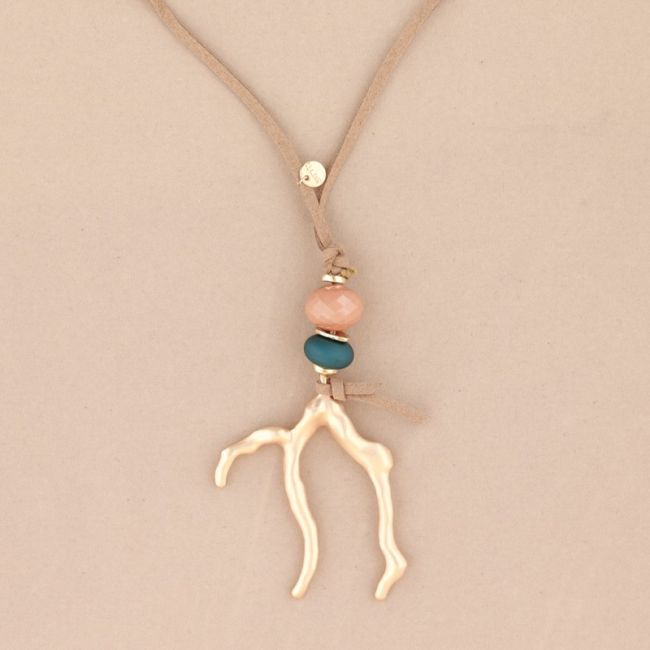 COLLAR LARGO COLGANTE CORAL METAL