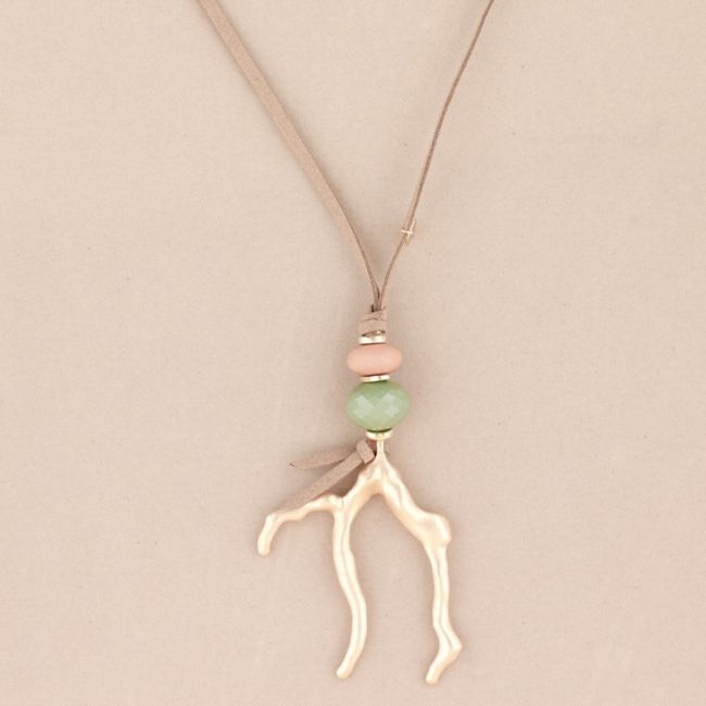 COLLAR LARGO COLGANTE CORAL METAL