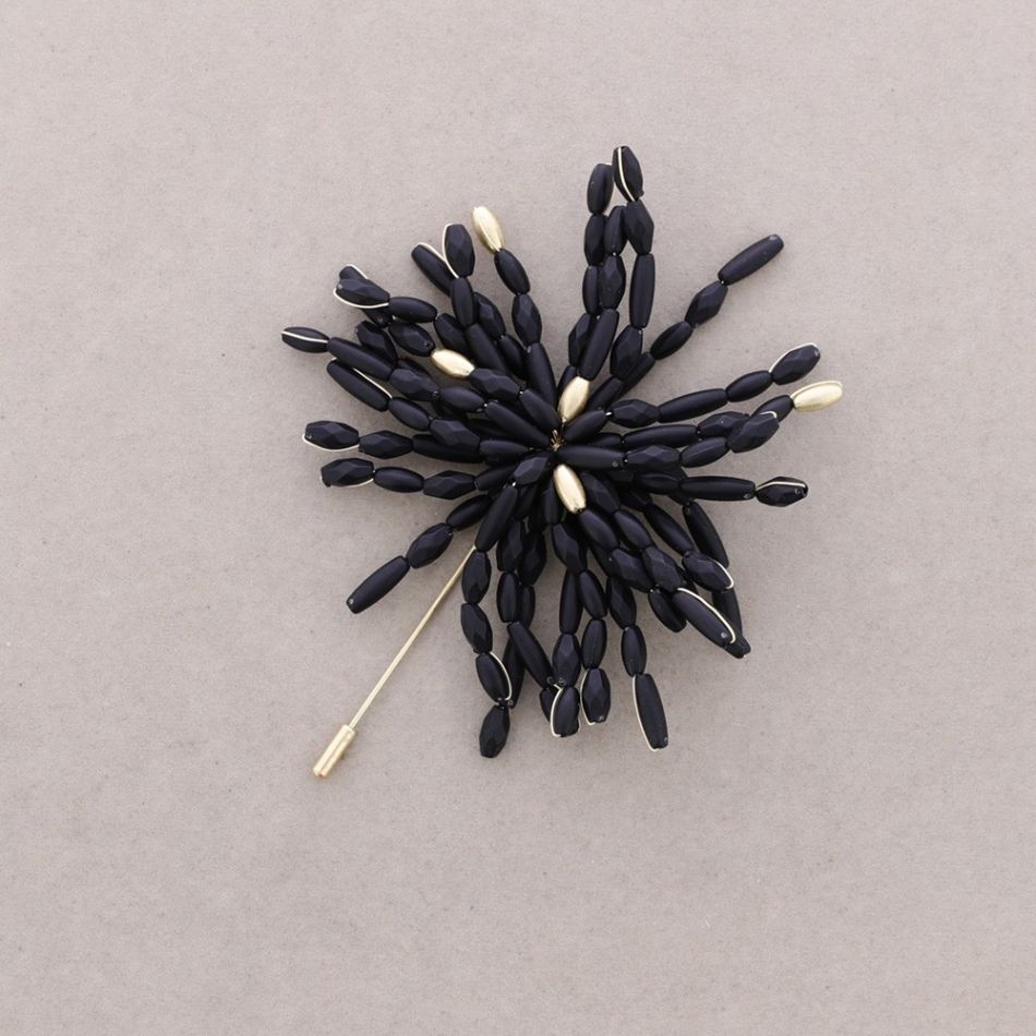 BROCHE AGUJA FLOR CUENTAS RESINA