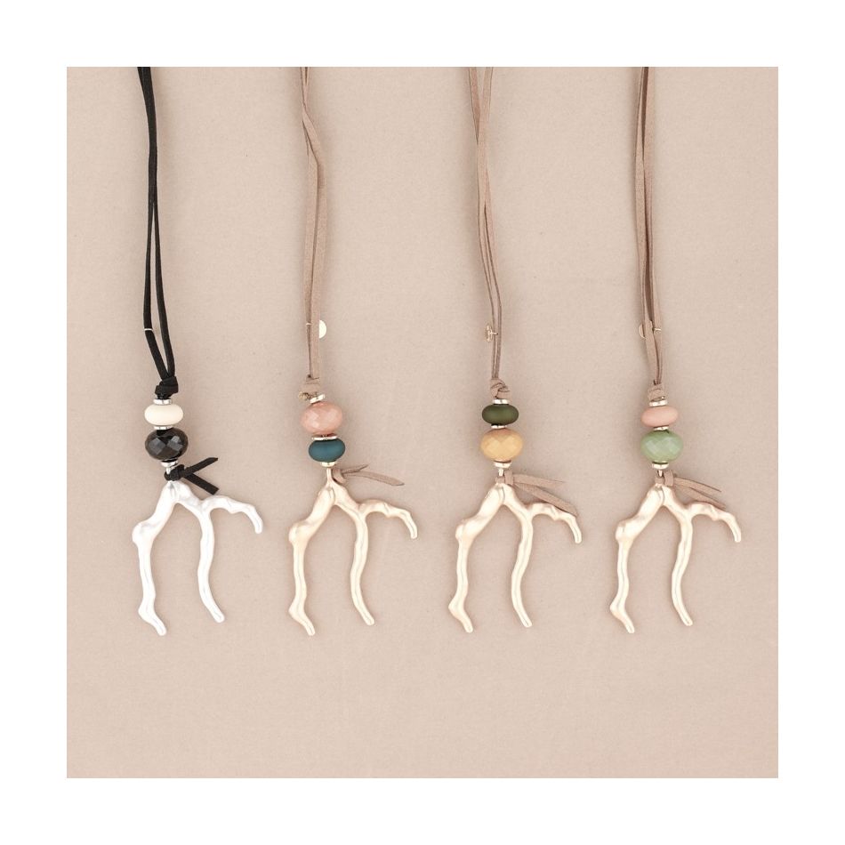 COLLAR LARGO COLGANTE CORAL METAL