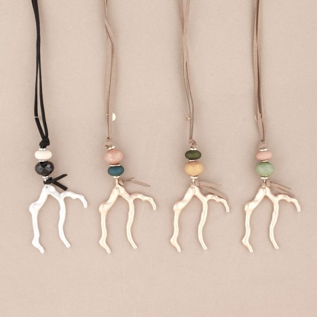 COLLAR LARGO COLGANTE CORAL METAL