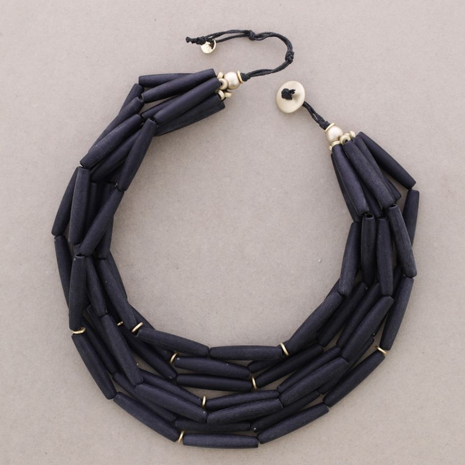 CHOKER WITH 7 STRIPS RESIN BEADS