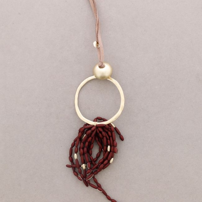 LONG RESIN BEAD PENDANT NECKLACE