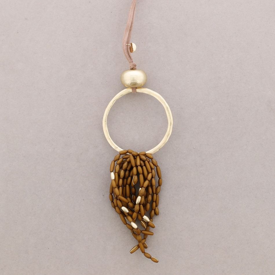 LONG RESIN BEAD PENDANT NECKLACE
