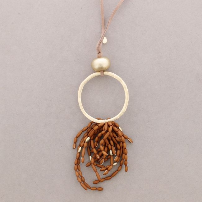 COLLAR LARGO COLGANTE CUENTAS RESINA
