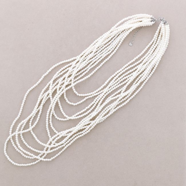 MULTI ROW NECKLACE PEARL FINISH