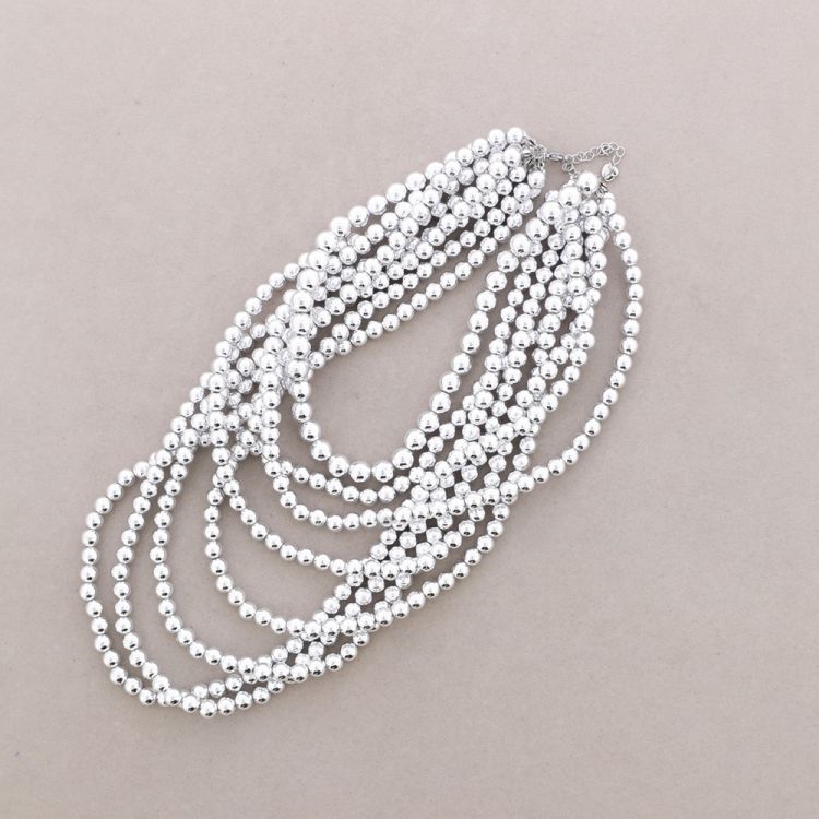 NECKLACE EIGHT ROWS PEARL FINISH BALLS