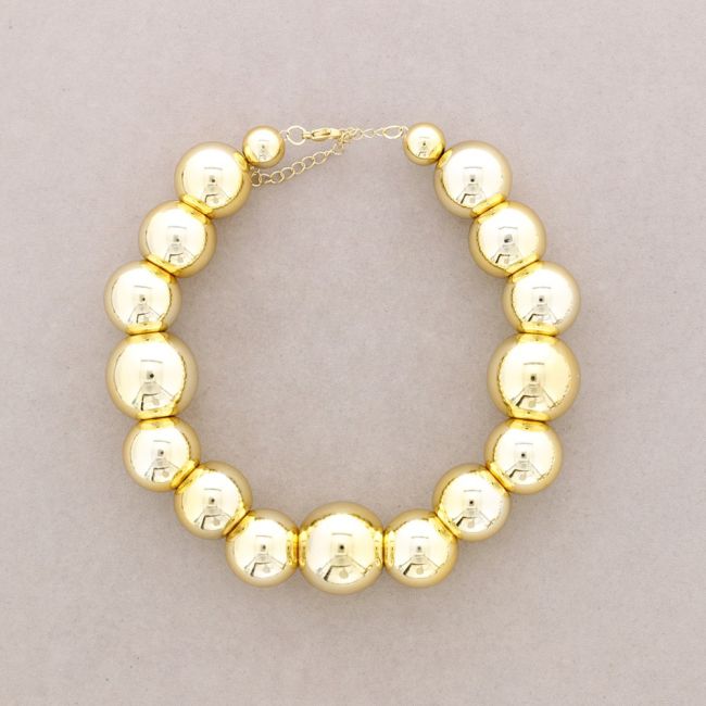 METALLIC FINISH BALL SHORT NECKLACE
