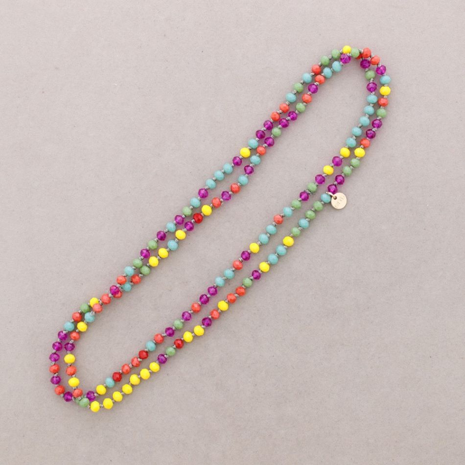 COLLAR LARGO NUDOS CUENTAS CRISTALES FACETADOS 1.2M*6MM