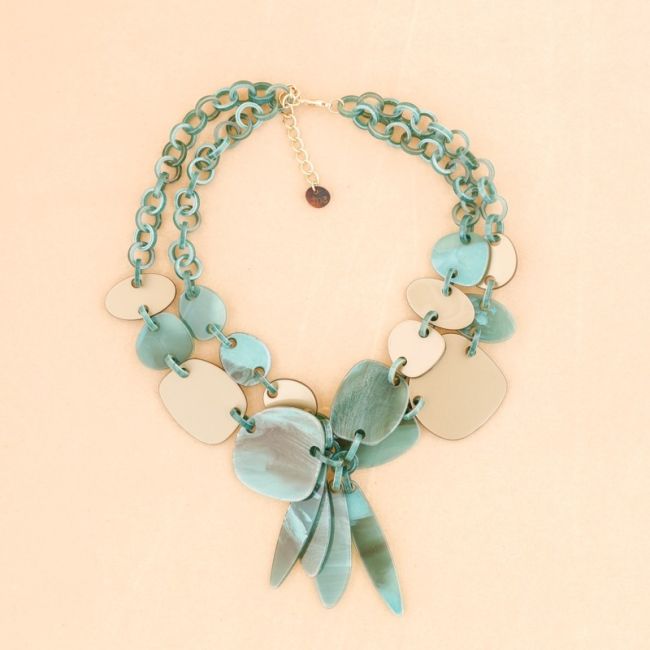 DOUBLE RESIN BEADS SHORT NECKLACE