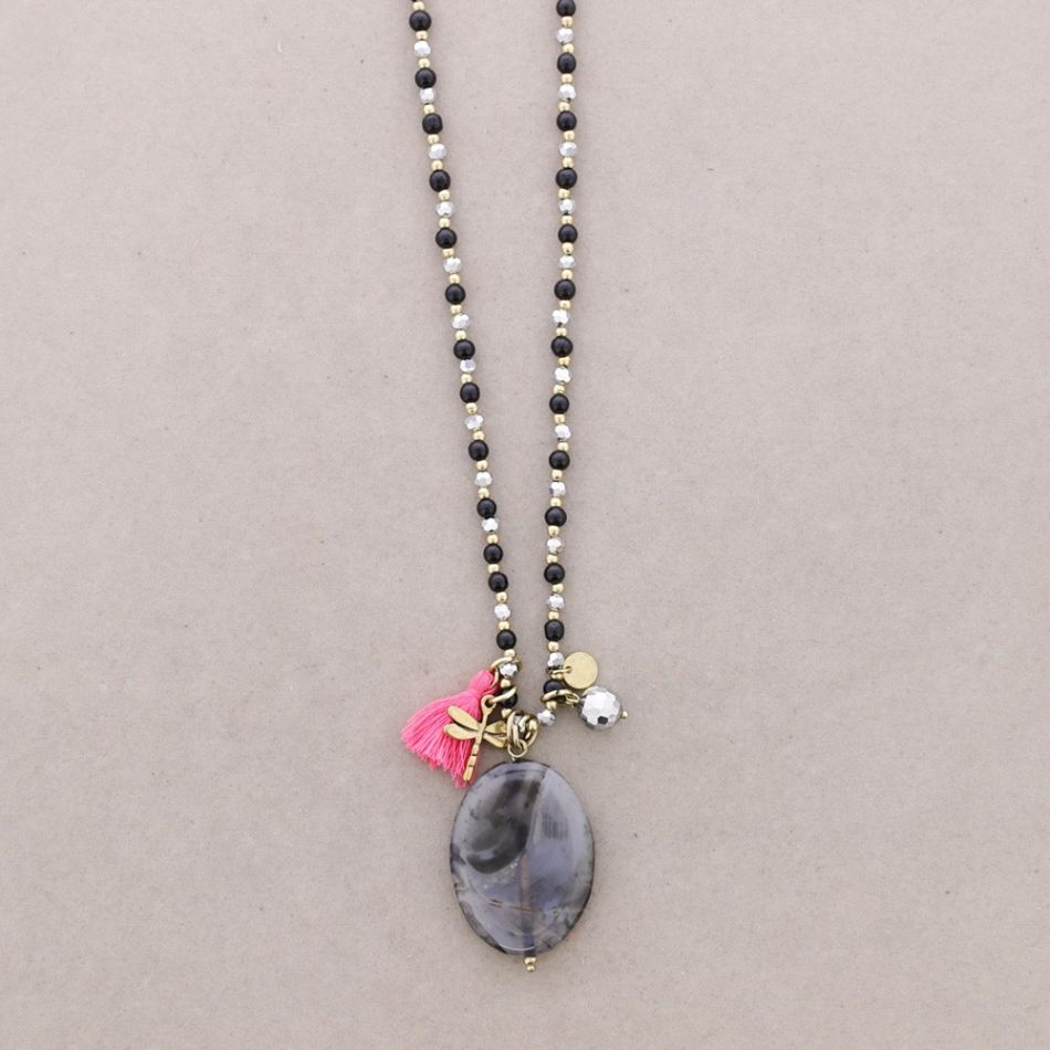 COLLAR LARGO PIEDRAS COLGANTE