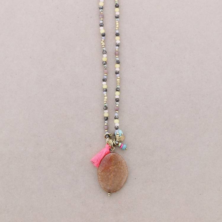 LONG STONE PENDANT NECKLACE