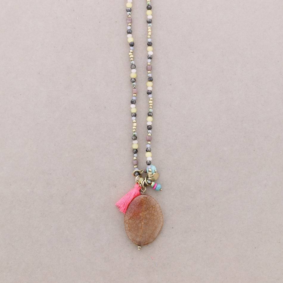 LONG STONE PENDANT NECKLACE