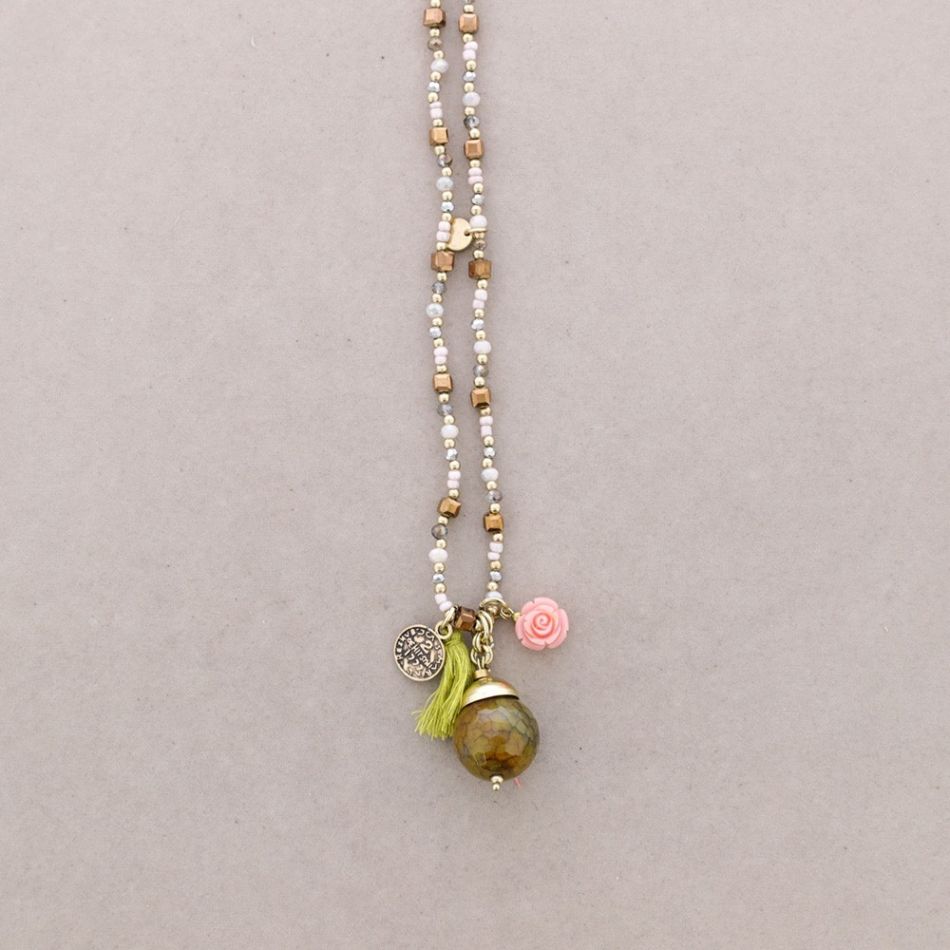 LONG STONE PENDANT NECKLACE